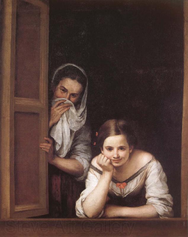 Bartolome Esteban Murillo Two Women in a fonster Spain oil painting art